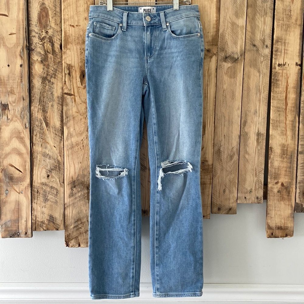 PAIGE Amber Mid Rise Straight Fiesta Destructed Size 25 - Picture 3 of 14